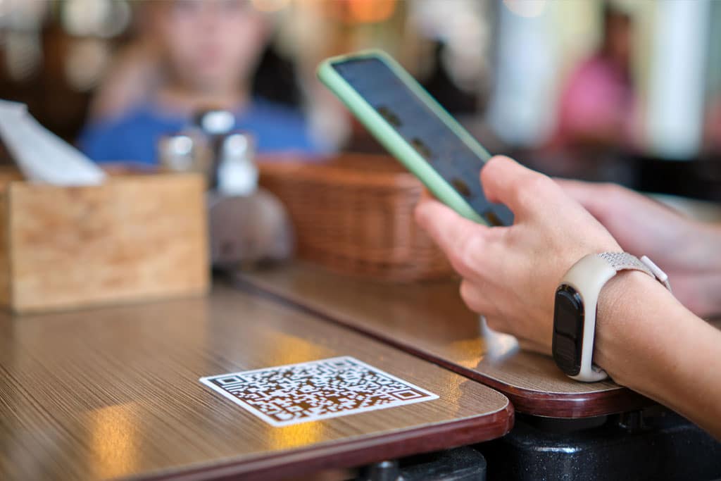QR Code on Table Used For Marketing
