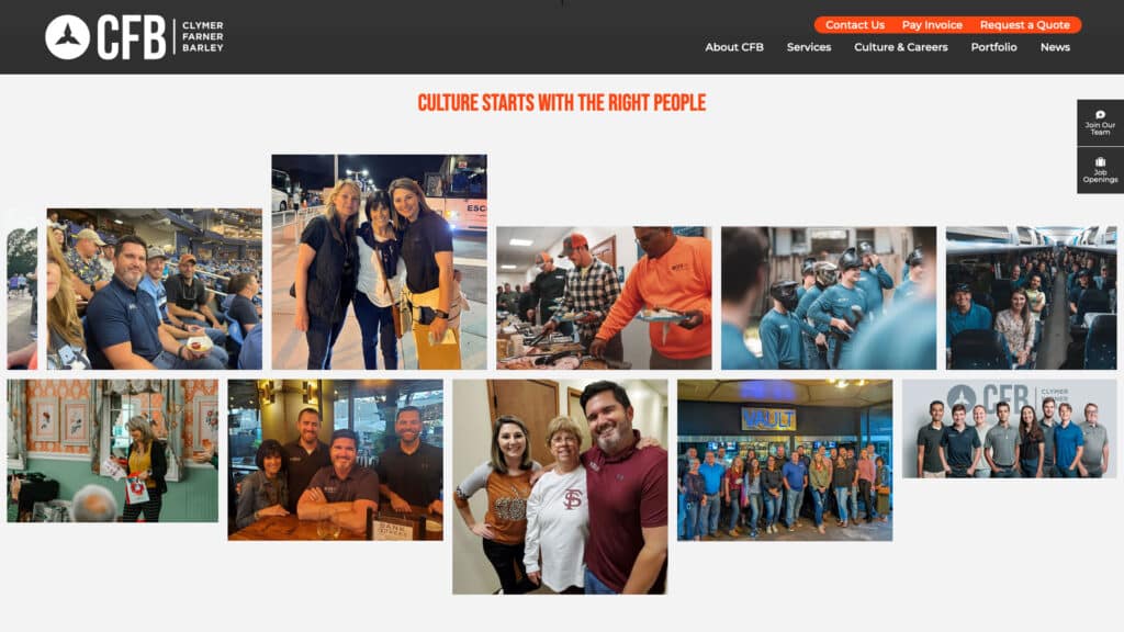 Screenshot of CFB Inc Civil Engineering Firm's Culture