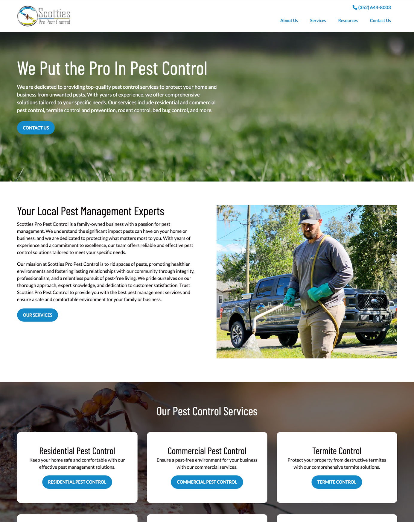 custom website design for a pest control company in Ocala, FL