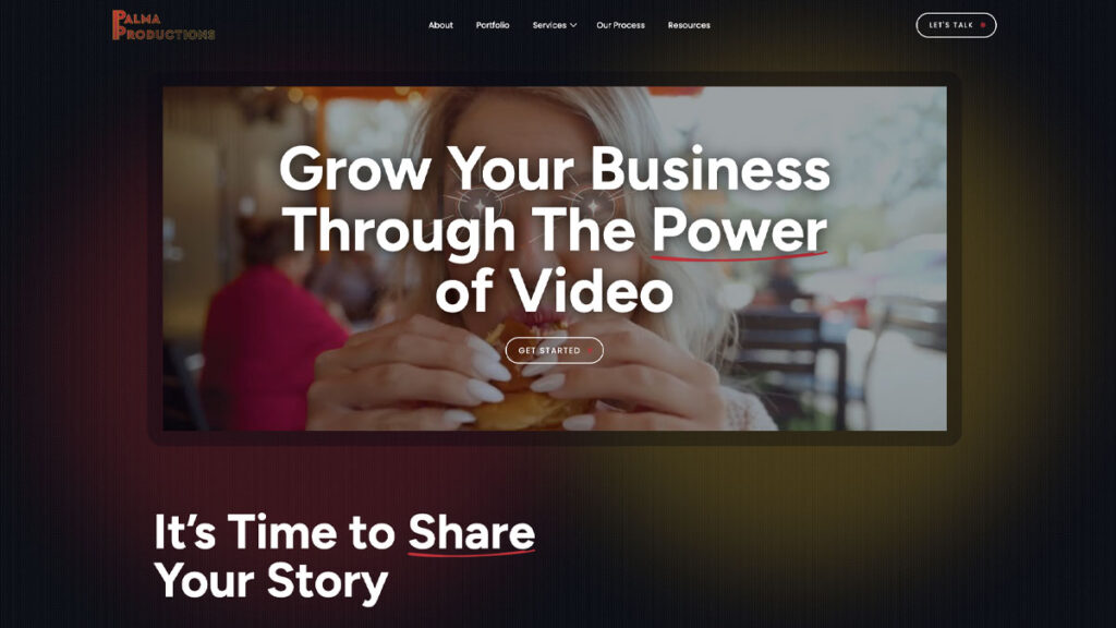 Screenshot of website Graphicten designed for Palma Productions.