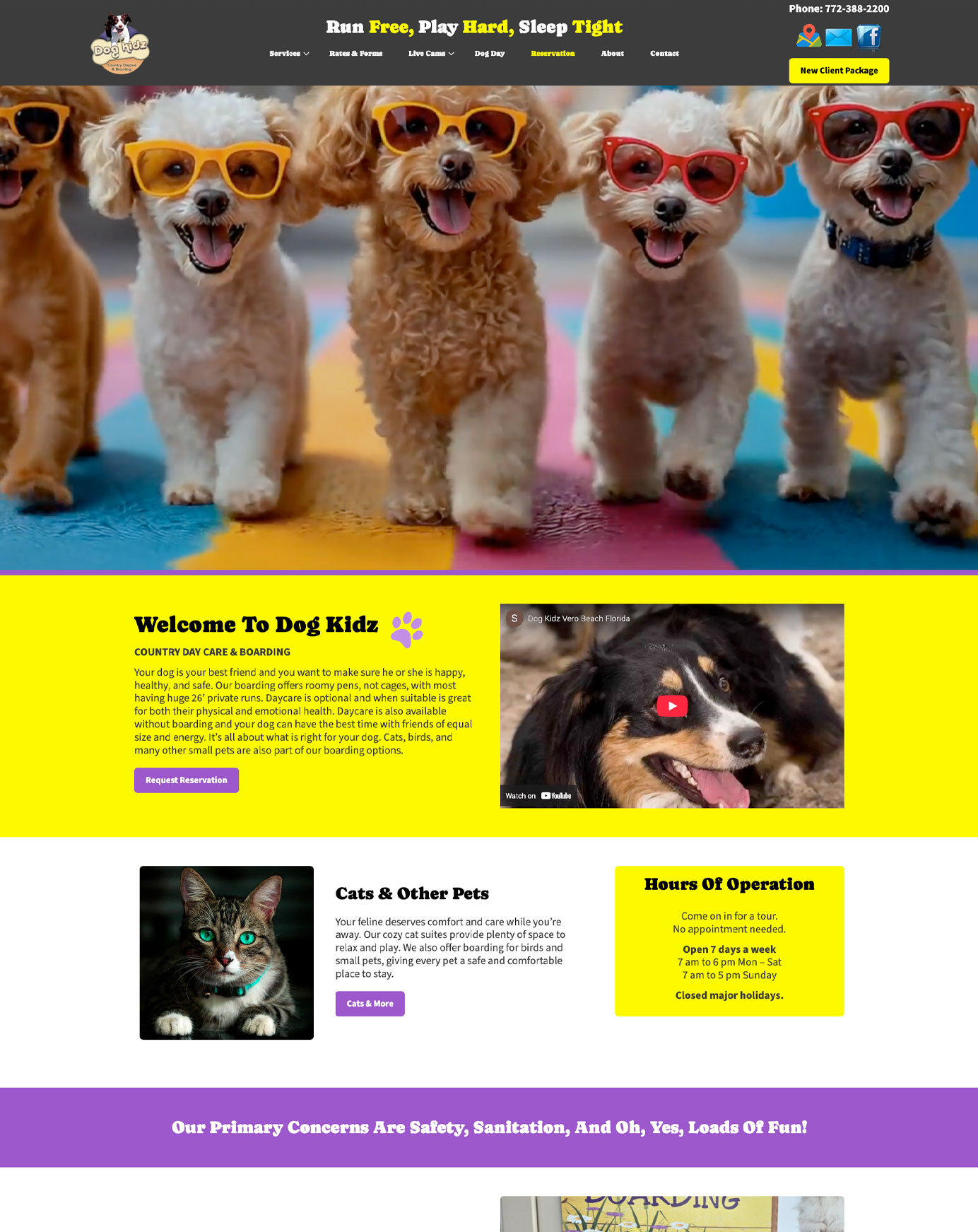 Screenshot of Dog Kidz Country Daycare Website