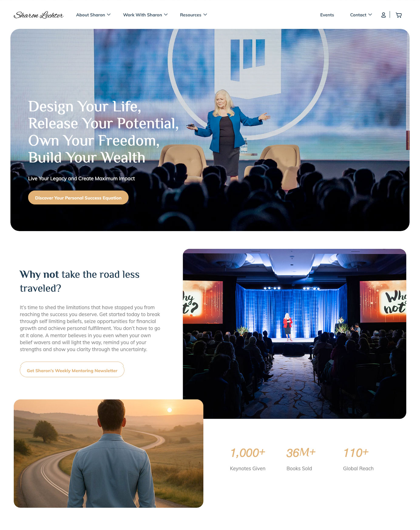 Screenshot of Sharon Lechter website design project