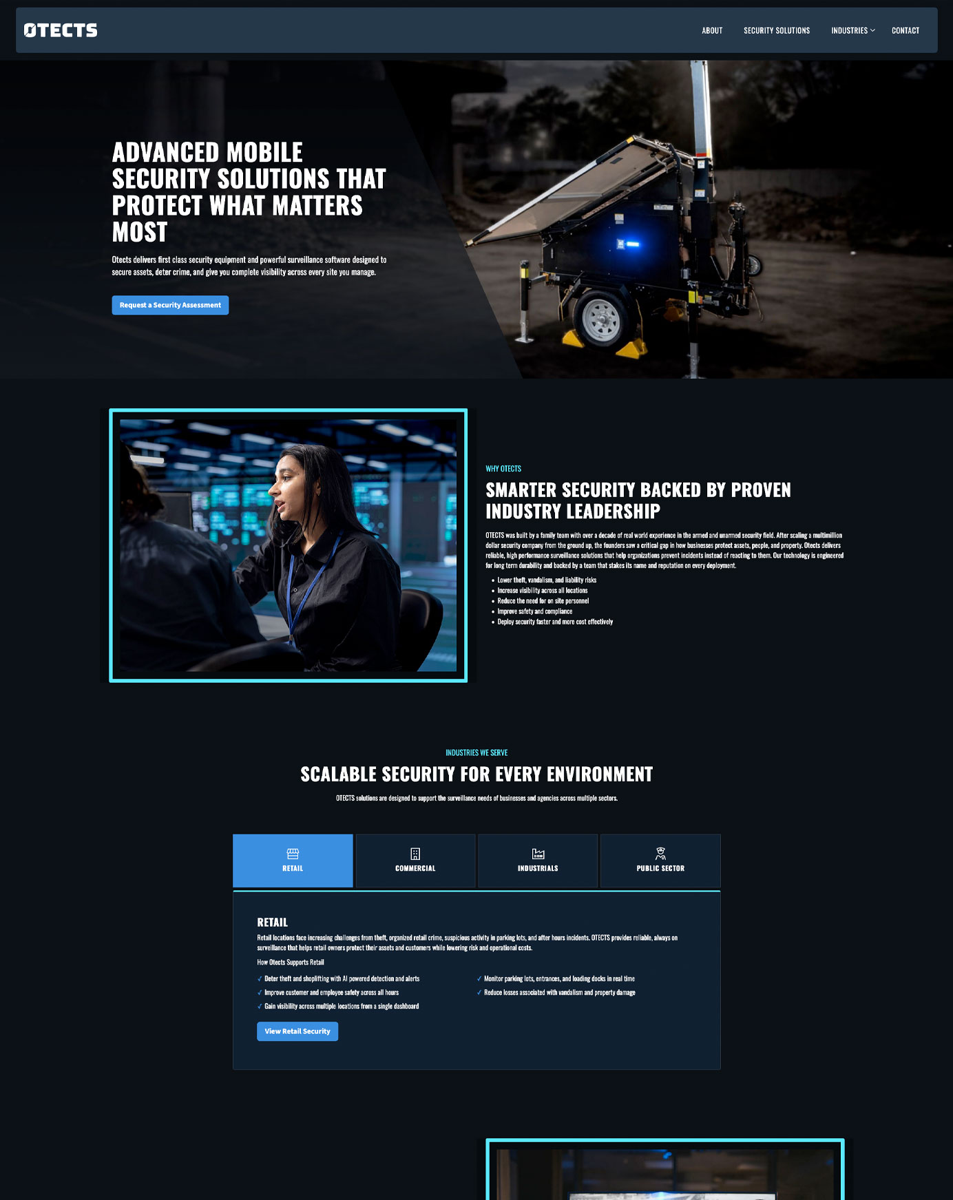 Mobile security website design for OTECTS in Ocala