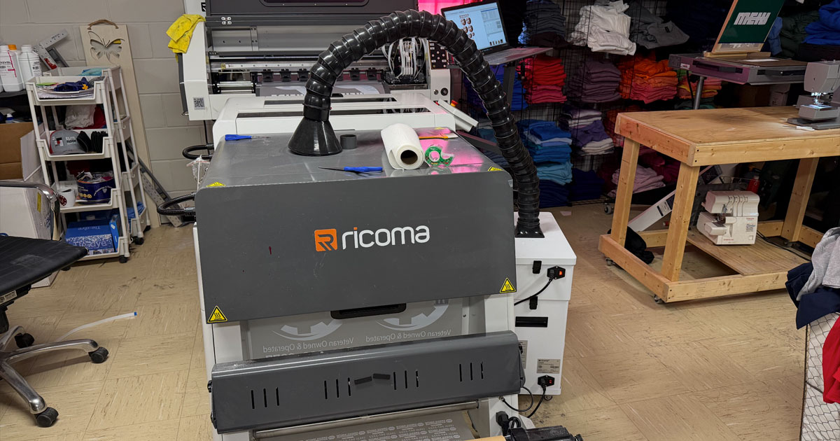 DTF printer printing custom designs for apparel in Ocala