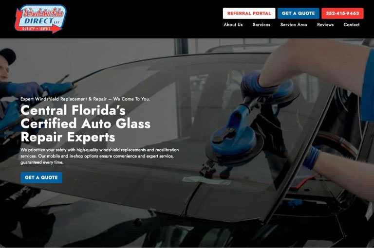 Website design for an Ocala auto glass company