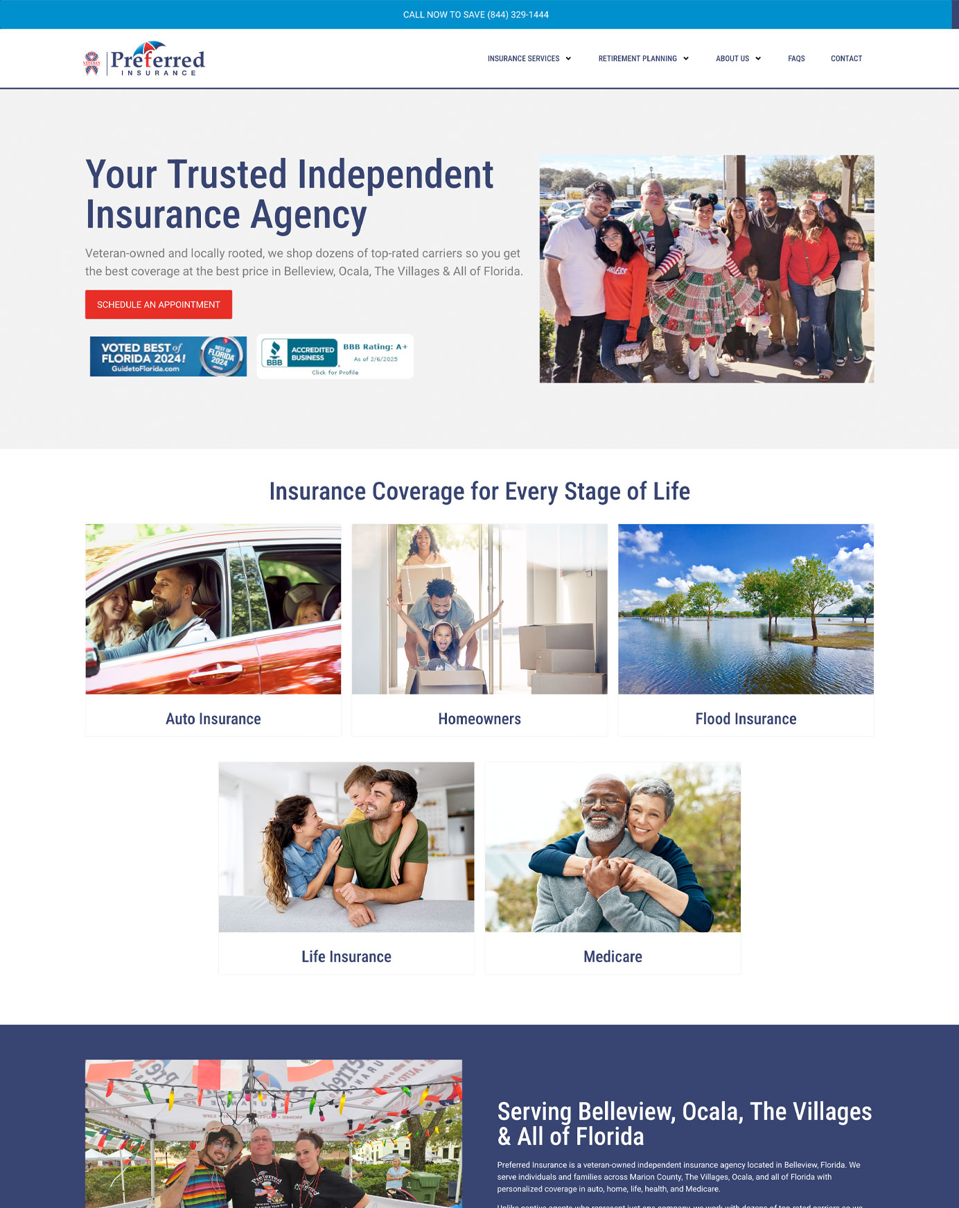 Web design for an insurance agency in Belleview, FL