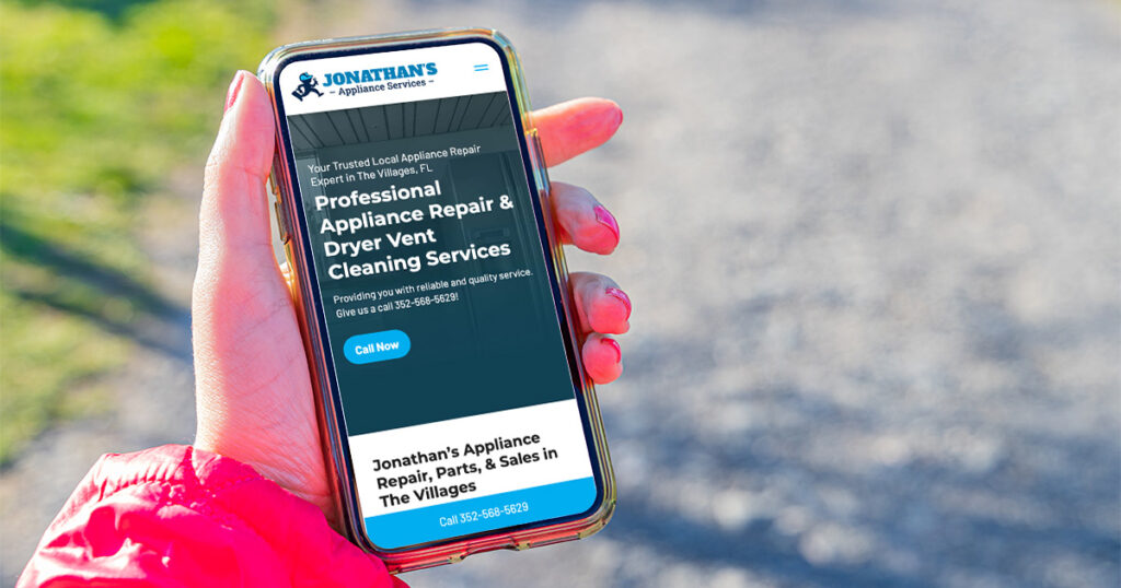 Ocala business website showing a click-to-call button on mobile